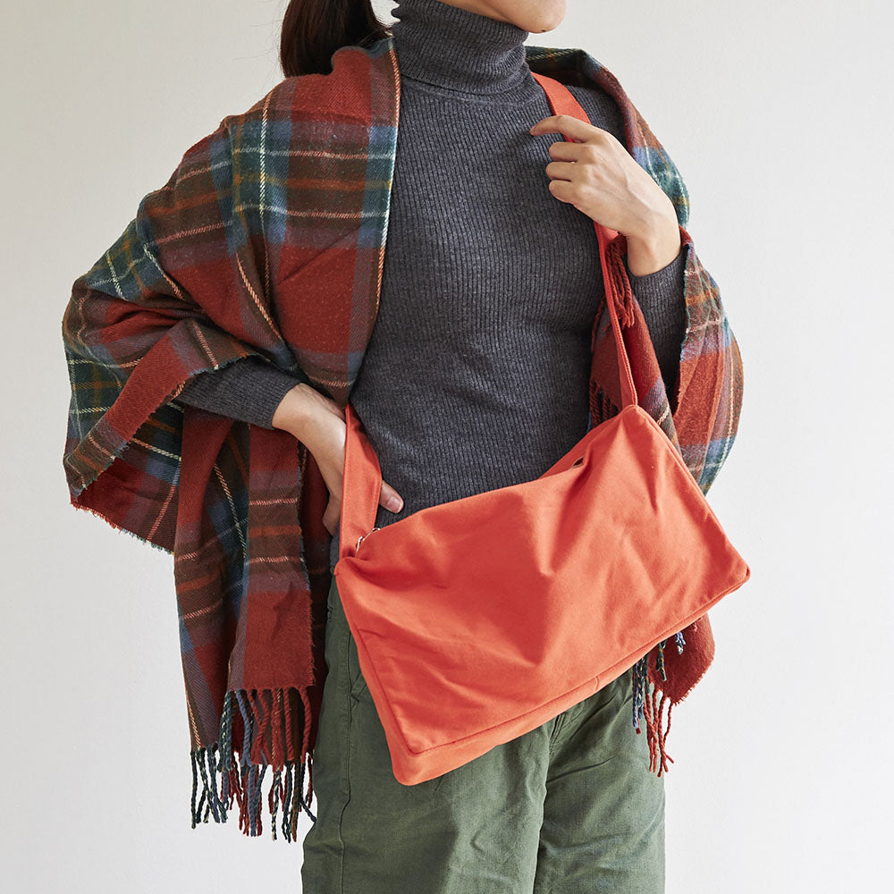 【水時計】スクエアショルダーバッグ　倉敷8号帆布　ココア 倉敷帆布 JOBU shoulder | AssistOn